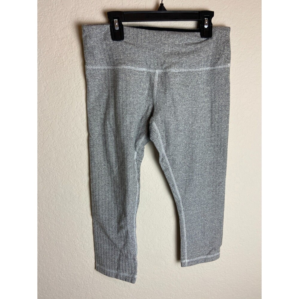 Lululemon Athletica Wunder Under Womens Crop Leggings Grey White Size 8 Pull On